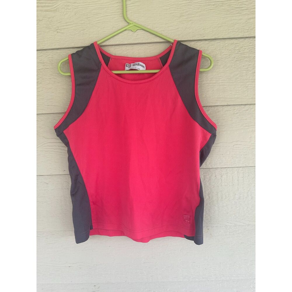 Wilson Women's Pink Grey Colorblock Athletic Sleeveless Tennis Tank Top - Large